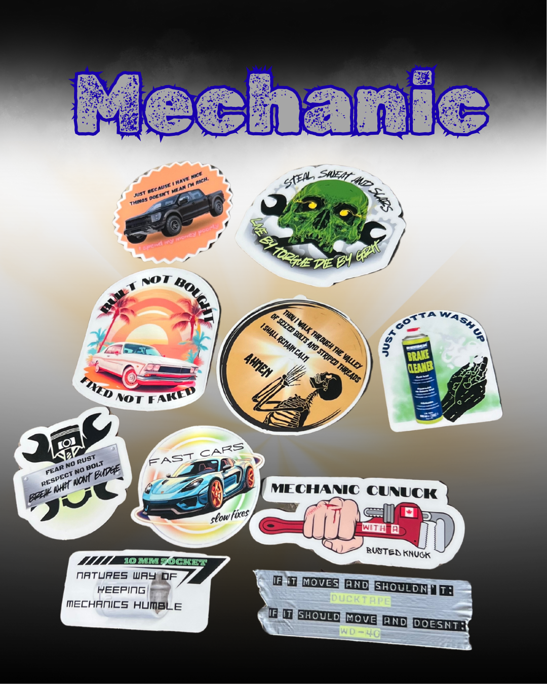 Mechanic Sticker 10 Pack